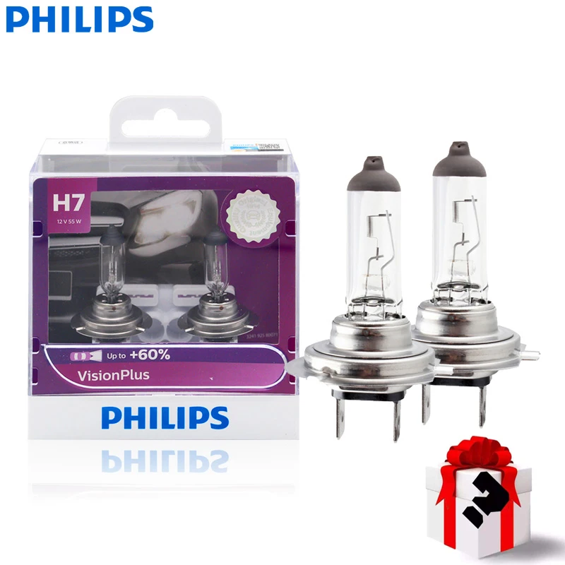 Philips H7 VisionPlus Автомобильные фары для мотоцикла яркие галогенные лампы одобренные