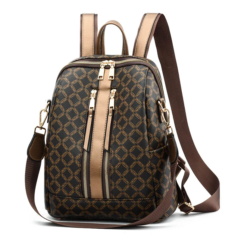 

2019 Women Leather Backpacks Vintage For Girls Printing Luxury Brand Female Shoulder Bagpack Travel Ladies Large Size Mochilas