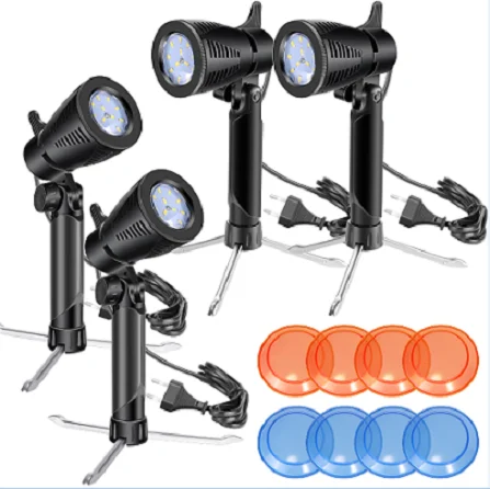 4 Pack Light Neewer Настольный светодиодный комплект для студийной фотосъемки со штативом, оранжевые, синие и прозрачные цветные гелевые фильтры для фото - Цвет: 4 Pack Light