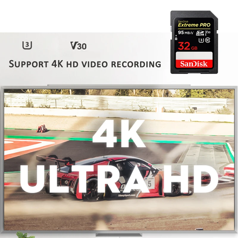 Оригинальная карта памяти SanDisk 32 ГБ, sd-карта 64 ГБ, 128 ГБ, 256 ГБ, SDXC Extreme PRO 170 МБ/с./с, флеш-накопитель для камеры