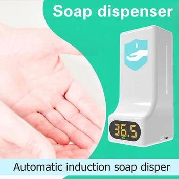

H9 Wall Mounted Digital No Touch Infrared Thermometer with Voice Flash Fever Alarm Automatic Hand Sanitizer Soap Dispenser
