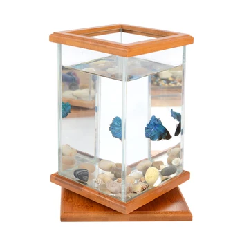 

Creative Glass Rotating Fish Tank Stereo Aquarium Desktop Office Ecological Mini Small