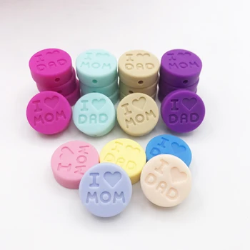 

100pcs/lot Silicone English alphabet Teething Loose Bead letters Diy Necklace "I love Mom/Dad"Beads Baby Teether shower gift