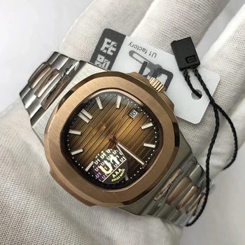 

top Luxury AAA Brand Watch Rose gold & Silver men PP automatic self-wind U1 factory sapphire glass sweeping movement AAA