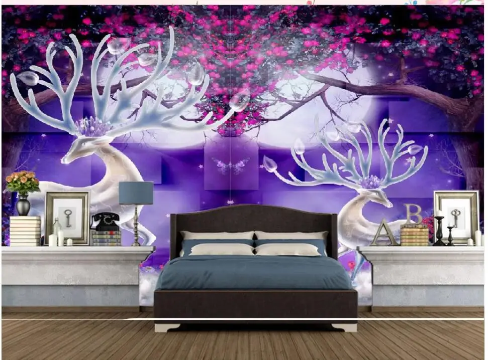 

Custom mural on the wall 3d photo wallpaper Dreamy transparent sika deer home decor living room wallpaper for walls 3 d in rolls