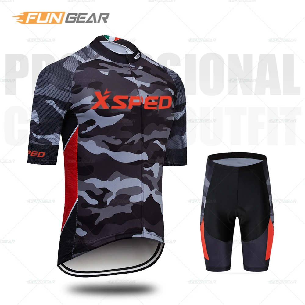 Велоспорт Джерси нагрудник шорты комплект летняя одежда для велоспорта Триатлон Кожи Костюм велосипедная форма Мужская горный BMX внедорожный камуфляж - Цвет: NormalCyclingSet