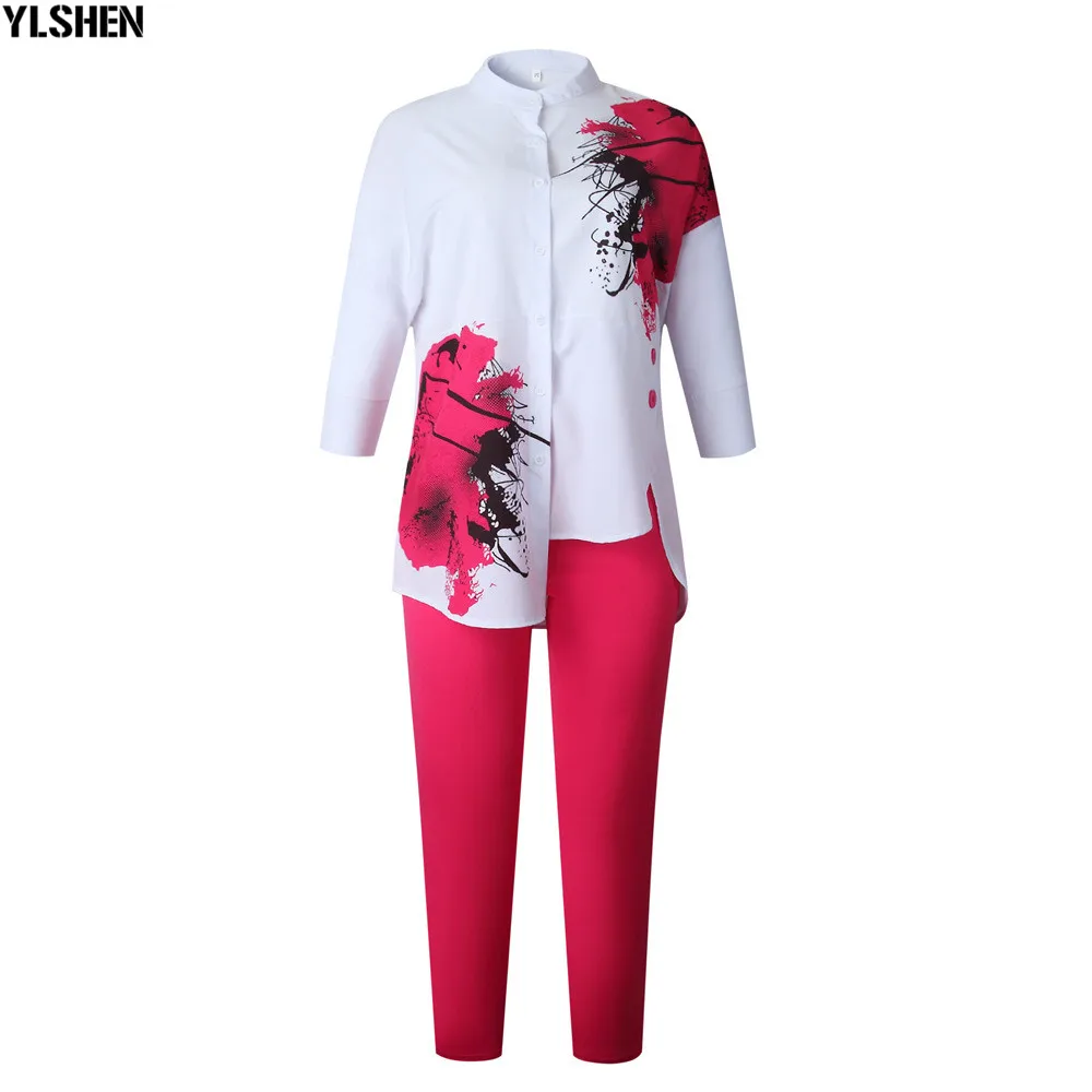 African Women Sets Print Long Sleeve Blazer T-shirt Pants Suits Office Lady Elegant 2 Piece Set Business Outfits Africa Clothing 18