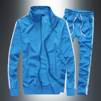 

2020 New Striped Tracksuit Men's Solid Sets Casual Sports Suit Spring Autumn Men Sportswear Zipper Hoodie+Pants Training Suit