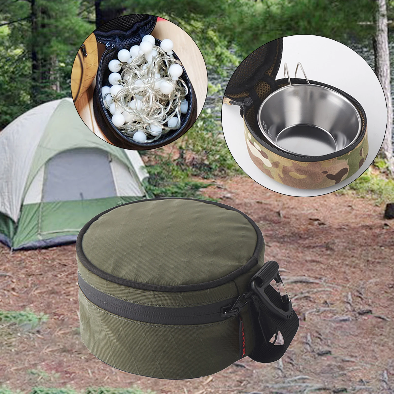 Storage Bag Cup Storage Bag Hand-Held Waterproof Barbecue Tableware with Hooks Holder Carrier for Backpacking Camping Hiking BBQ Tools