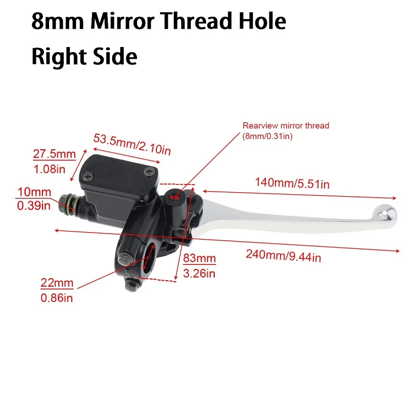 22MM M8/M10 Motorcycle Upper Front Brake Clutch Master Cylinder CNC Clutch Pump Reservoir Pump Lever Left Right for Honda Suzuk
