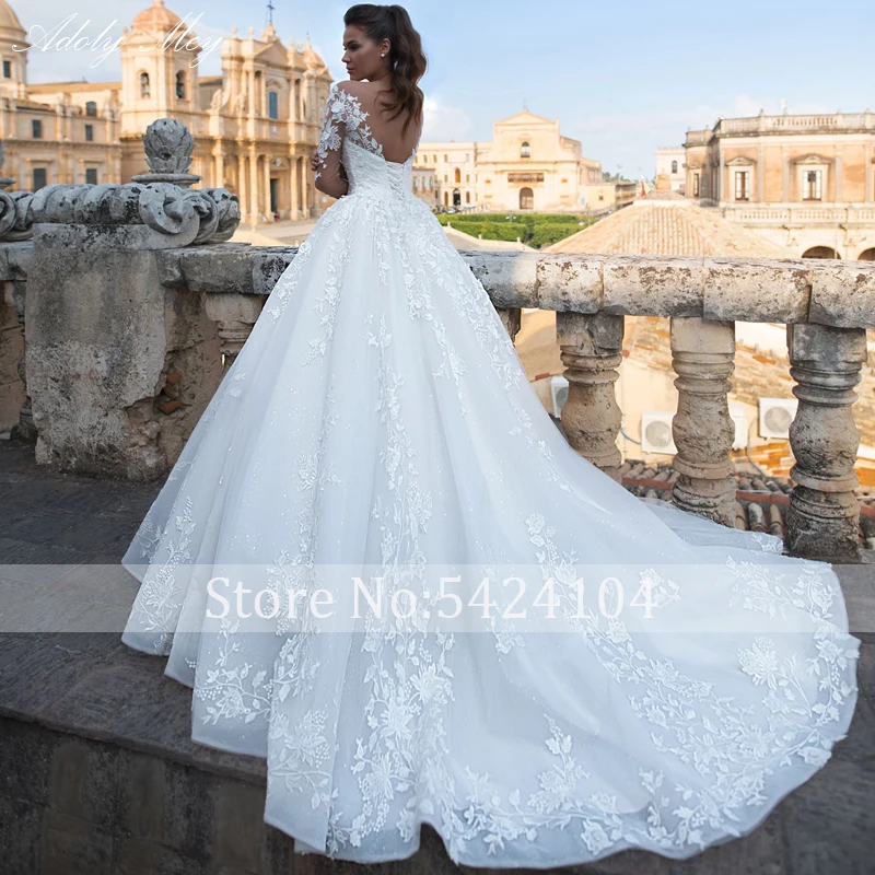 winter wedding dresses Adoly Mey Luxury Appliques Long Sleeve Beading A-Line Wedding Dress 2022 Custom Romantic Scoop Neck Lace Up Vintage Bridal Gown short wedding dresses