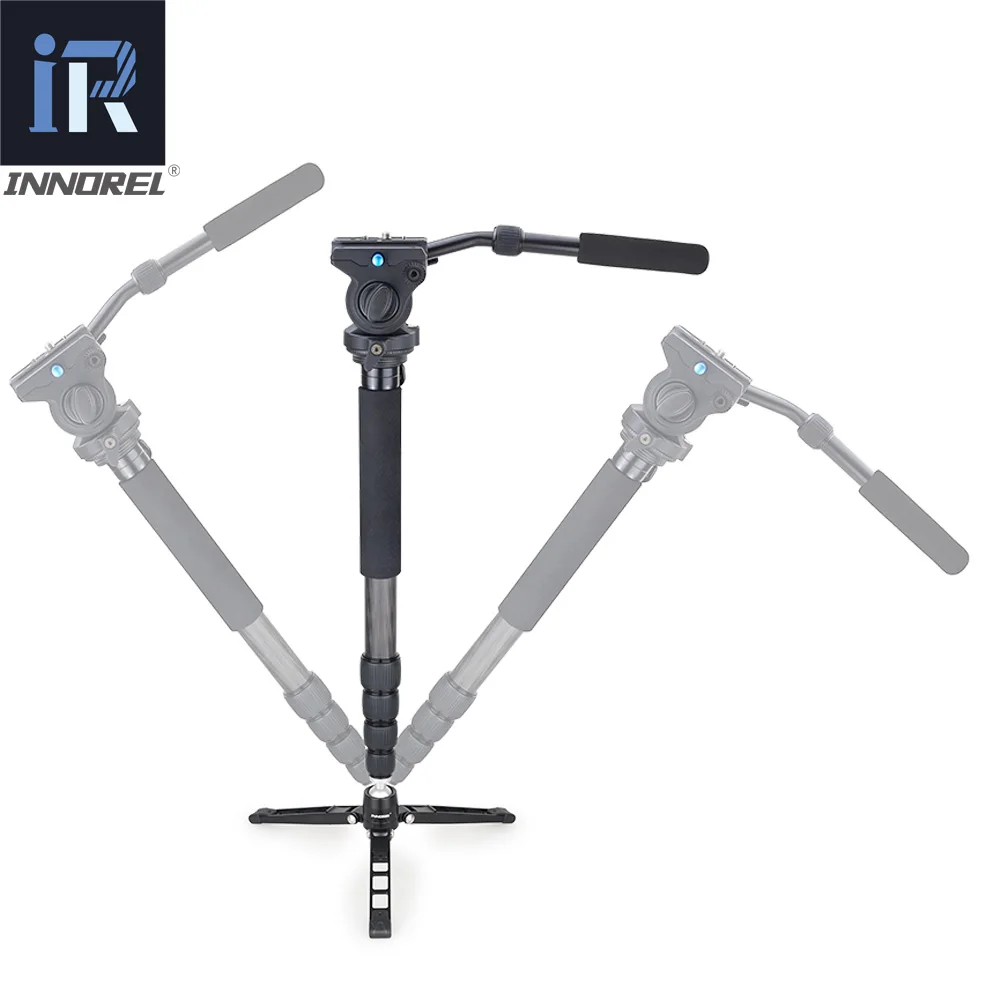 RM60CK Professional Video Monopod Kit 10 Layer Carbon Fiber for DSLR Camera Gopro Telescopic add Fluid Head Tabletop Tripod Base