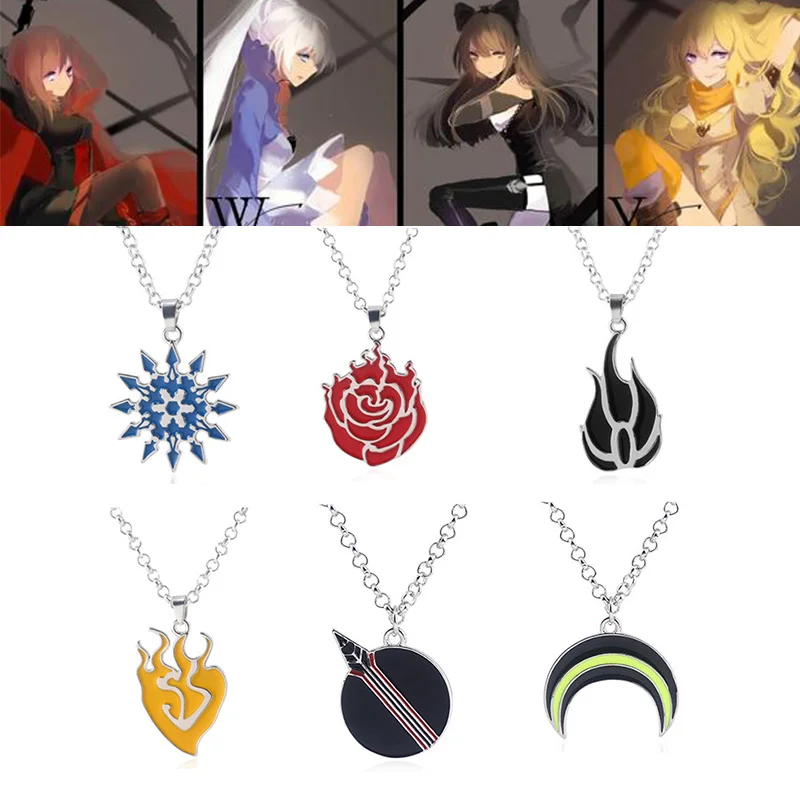 Косплей RWBY ожерелье Рубиновая Роза полумесяц Weiss Schnee Myrtenaster Blake Belladonna Yang Xiao