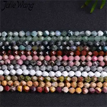 

Julie Wang 46PCS 8mm Crystal Natural Stone Beads Geometric Faceted Spacer Beads Bracelet Necklace Jewelry Making Accessory