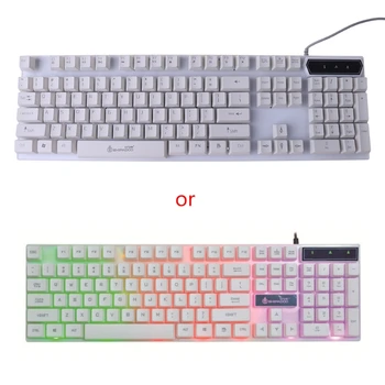 

USB Computer Wired Keyboard Colorful Backlit Game Rainbow Glow Floating Button