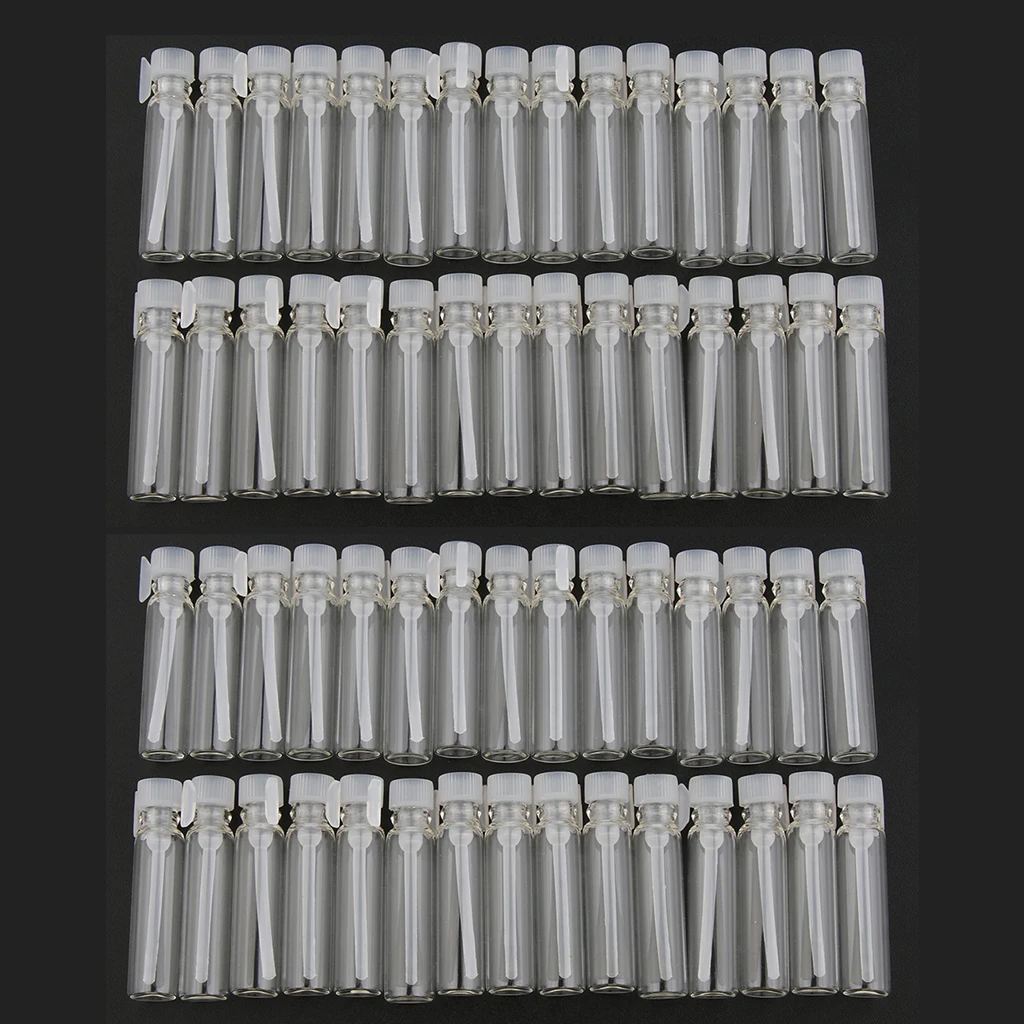 60 Pieces Mini Clear Glass Perfume Trial Bottles - Empty Refillable Sample Bottles, Portable Travel Makeup Vials 1ml