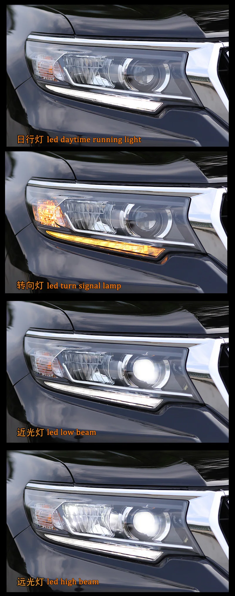 Автомобильный стильный светодиодный фонарь для Toyota Land Cruiser Prado FJ150 LC150 светодиодный DRL динамический сигнал поворота головная лампа в сборе