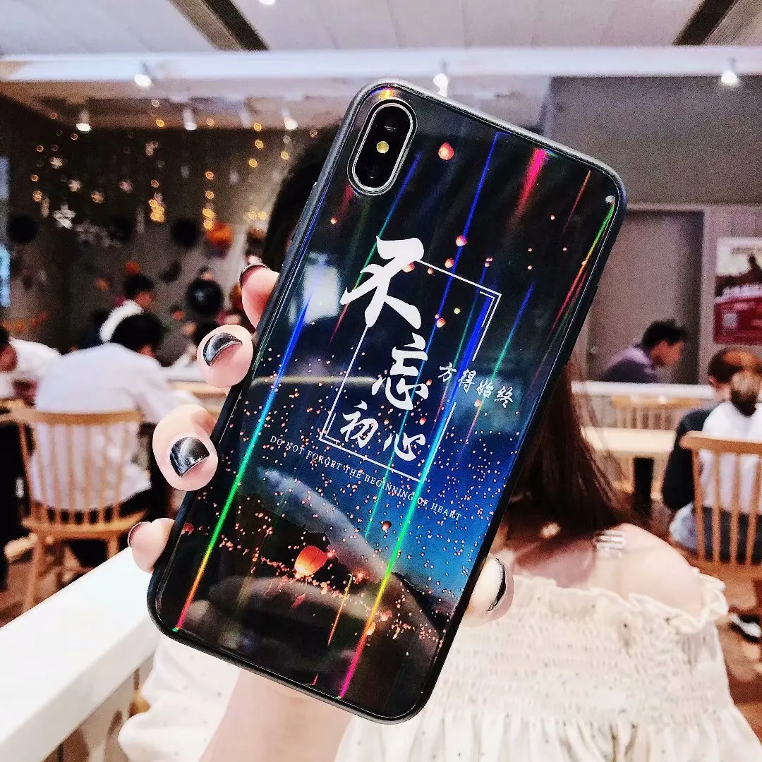 Чехол из закаленного стекла для iPhone XS Max XR X, разноцветный чехол для телефона, защитный чехол для iPhone 6, 6s, 7, 8 Plus, 11 Pro Max - Цвет: 18