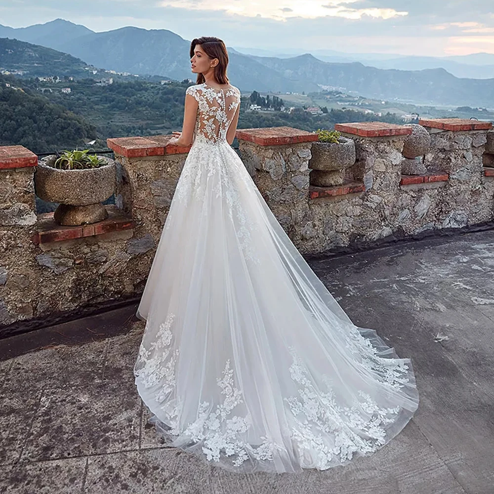 Vestido de Novia/Роскошное Свадебное платье из тюля цвета слоновой кости, а-силуэт 2019, винтажное платье принцессы с рукавами-крылышками, vestidos de