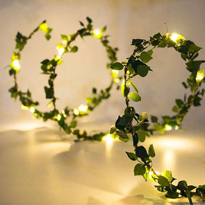 2 м 20 светодиодный гирлянда с листьями Lvy, сказочный свет на батарейках, светодиодный светильник, Свадебный декор, Новогодние рождественские украшения для дома