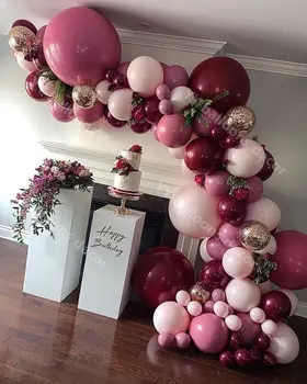 

DIY Balloon Garland Arch Kit Confetti Rose Gold Double Wine Peach Balloons for Birthday Baby Shower Wedding Party Decoration