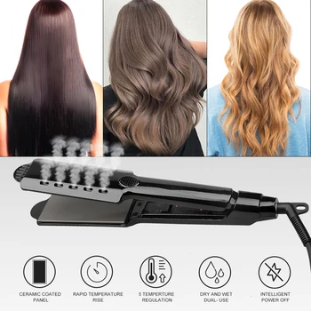 

Steam straight hair salon tools professional ceramic coatings manufacturer corrugated flat iron hair tress perm hair clip curls