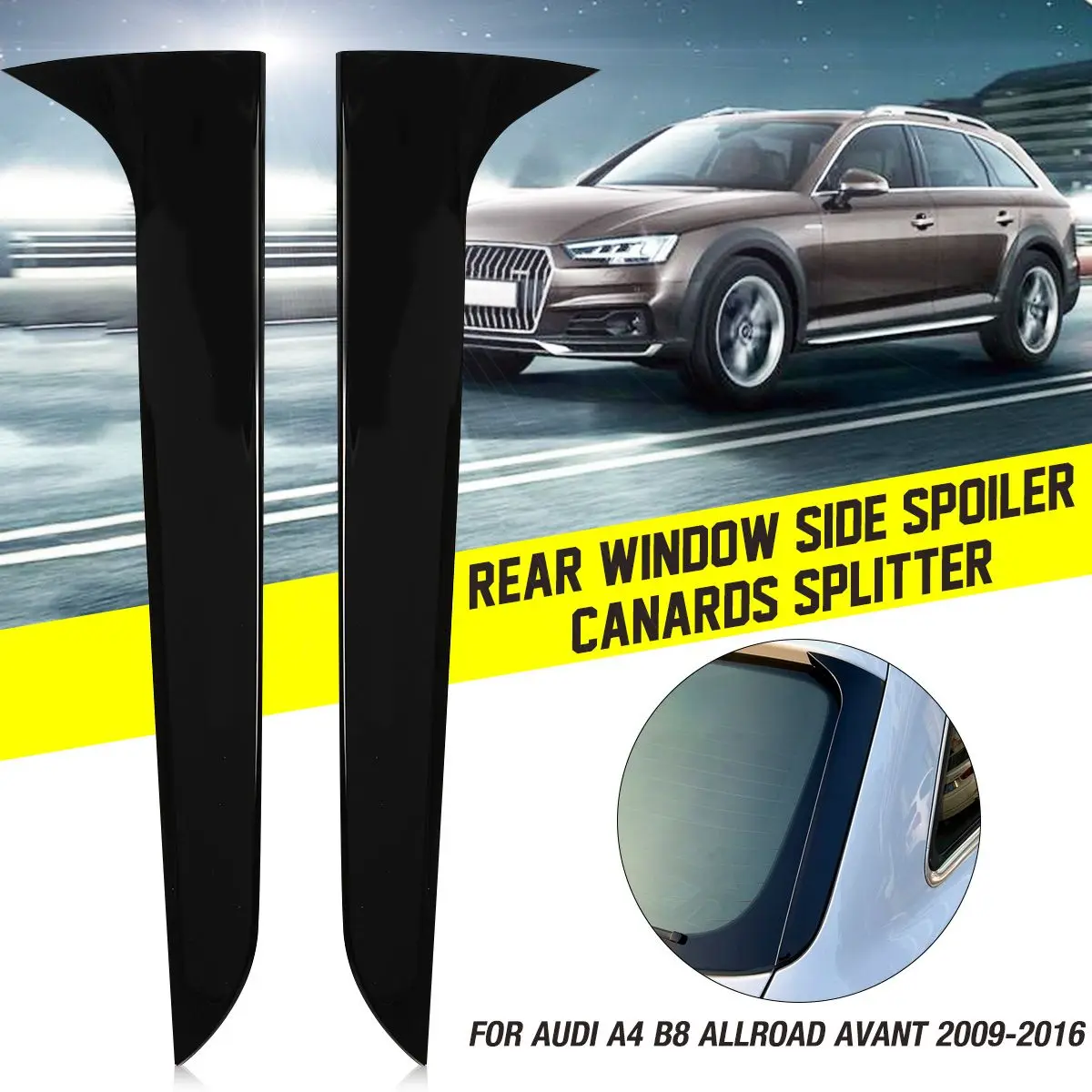 Gloss preto janela traseira lateral spoiler asa para audi a4 b8 allroad avant 2009 2010 2011 2012 2016 carro estilo acessórios de automóveis|Spoilers e aerofólios| -
