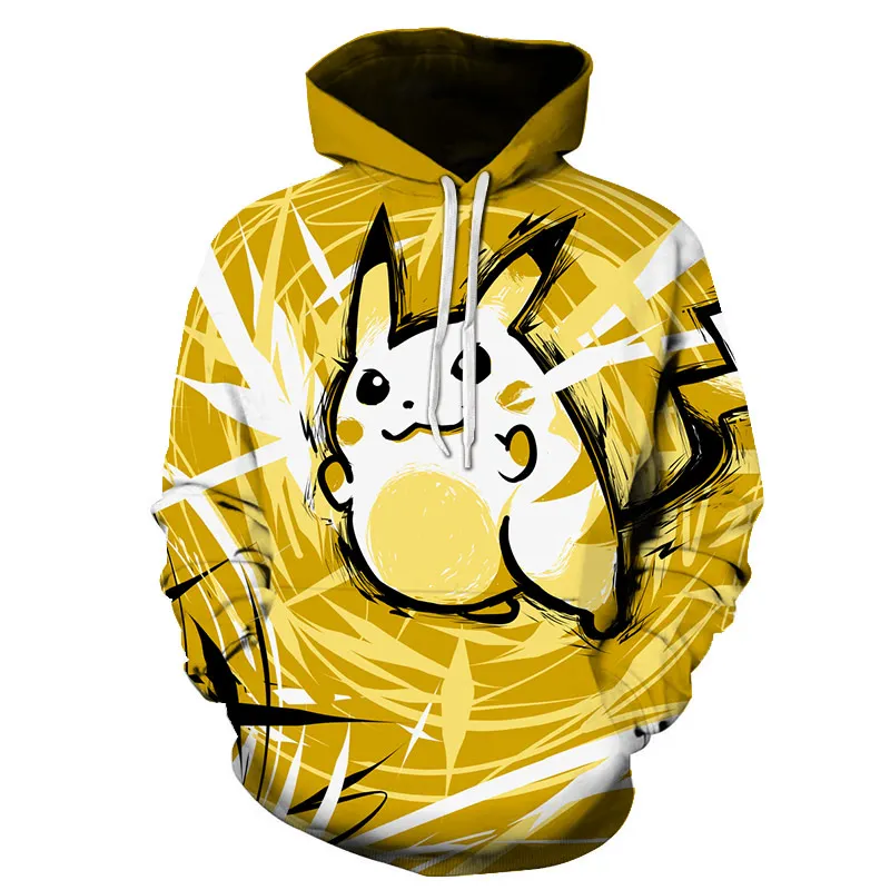 

The latest 3D printed cartoon characters Pikachu men and women hoodies Harajuku sportswear hooded jacket comfortable breathable