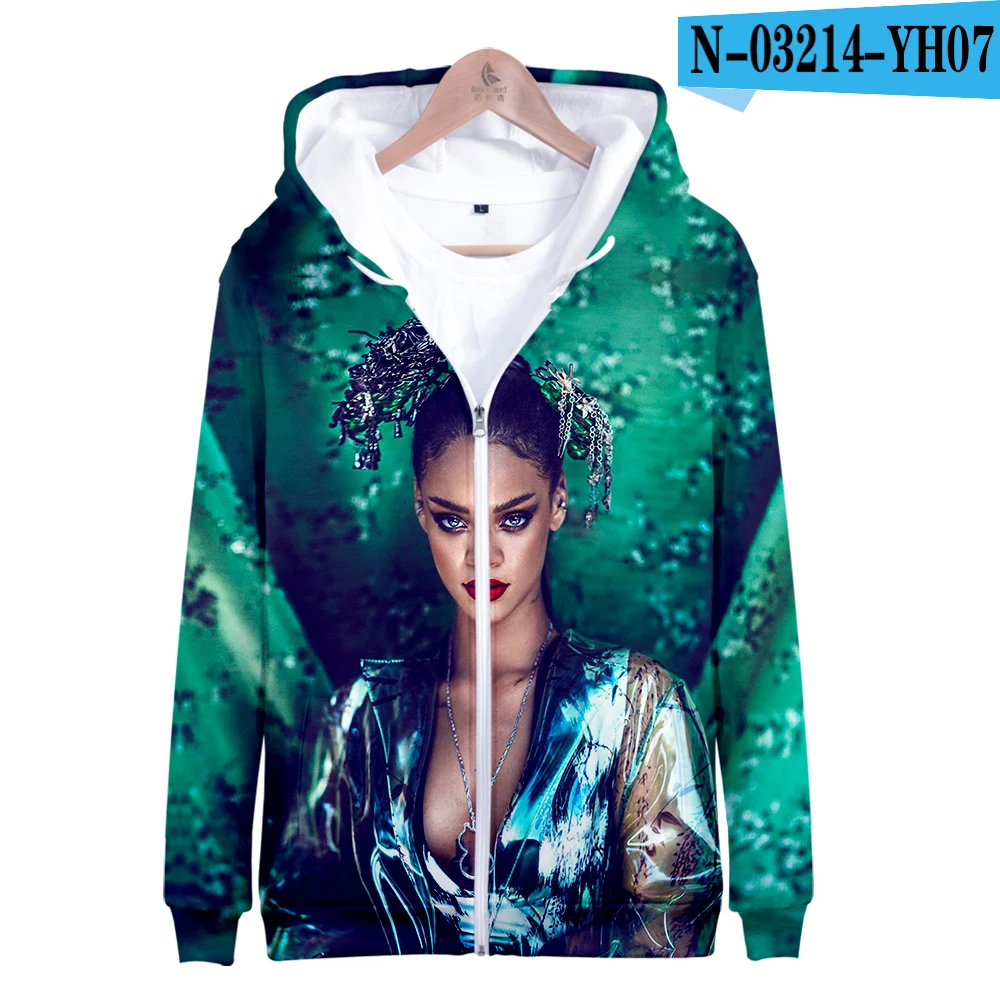 Горячая Распродажа Rihanna куртка на молнии 3D толстовки Толстовка для женщин Rihanna Harajuku толстовки плюс размер для женщин плюс размер - Цвет: H