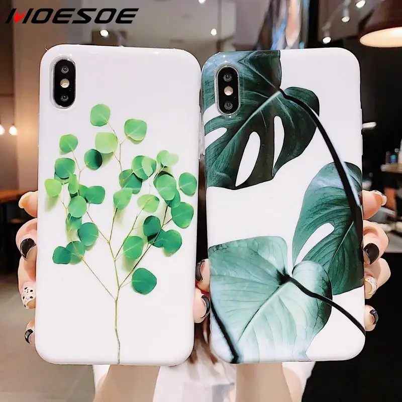 

Glossy luxury Slim TPU Silicon Protection Soft Phone Case For iPhone xr x xs max 7 8 6 6s s plus Case Banana Leaf Pattern Cover