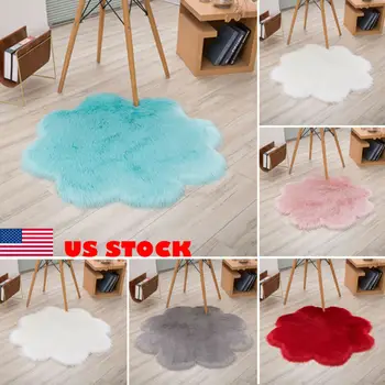 

Flower Fluffy Rug Anti-Skid Soft Faux Sheepskin Fur Shaggy Dining Room Carpet Bedroom Carpet Floor Comfortable Bedside Rugs