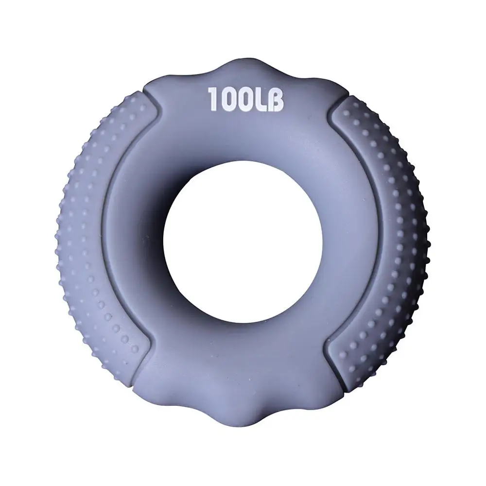 Gray Silica Gel Portable Hand Grip Gripping Ring Carpal Expander Finger Trainer Grip Strength Rehabilitation Pow Stress Ring Ball - Color: Gray