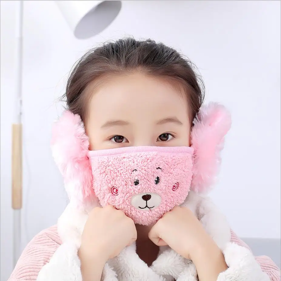 Купить Милая защитная маска для рта с медвежьими ушками, хлопковая ...