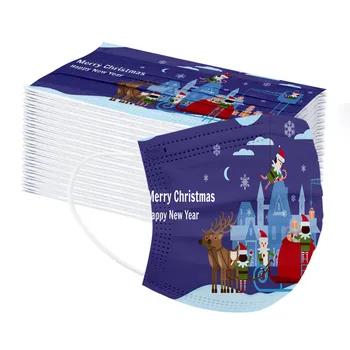 

10/30/50/80pc Children'sdisposable Masks Christmas Cartoon Printed Mask Three-layer Disposable Non-woven Protective Mascarillas