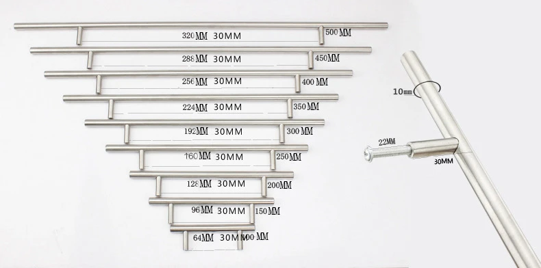 3 шт мебельные ручки 50 мм-500 мм из нержавеющей стали т бар ручки для мебельные ручки и ручки тяги для двери шкафа