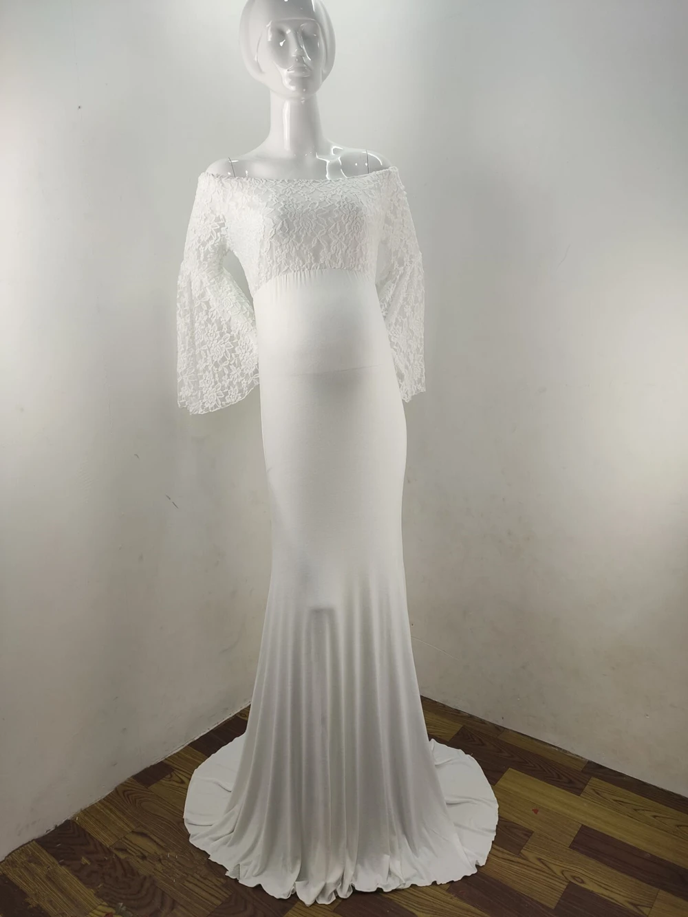 Lace Maternity Shoot Dress Ruffles Sleeve Long Pregnancy Photography Dresses Maxi Maternity Gown Photo Prop For Pregnant Women (1)