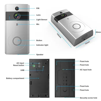 

New Wire-free WiFi Video Doorbell With 8G SD Card Rechargeable Night Vision HD Camera for Phone JHP-Best