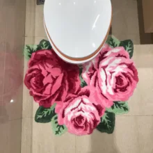 Художественный коврик для унитаза Противоскользящий коврик для унитаза розовый ковер