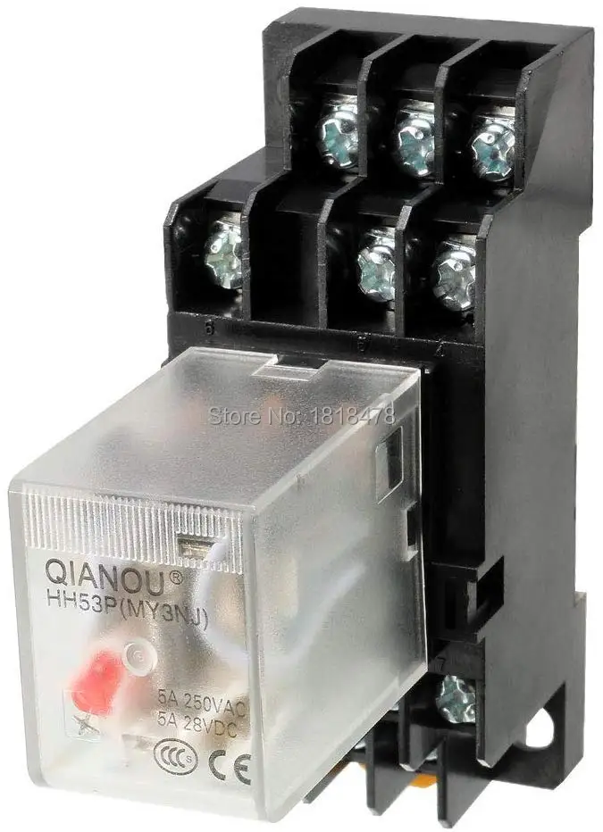 HH53P/MY3NJ AC110V 24V 12V 220V Coil Red Indicator Light 11 Pin 3P3T