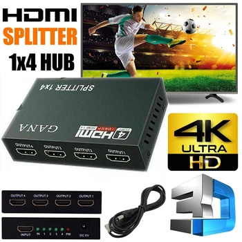 

SOONHUA HDMI Splitter HD 4 HDMI Splitter 1In4 Out 1080P 3D 4 Way HDMI Signal Distributor UK HDMI Splitter USB Cable Dropshipping