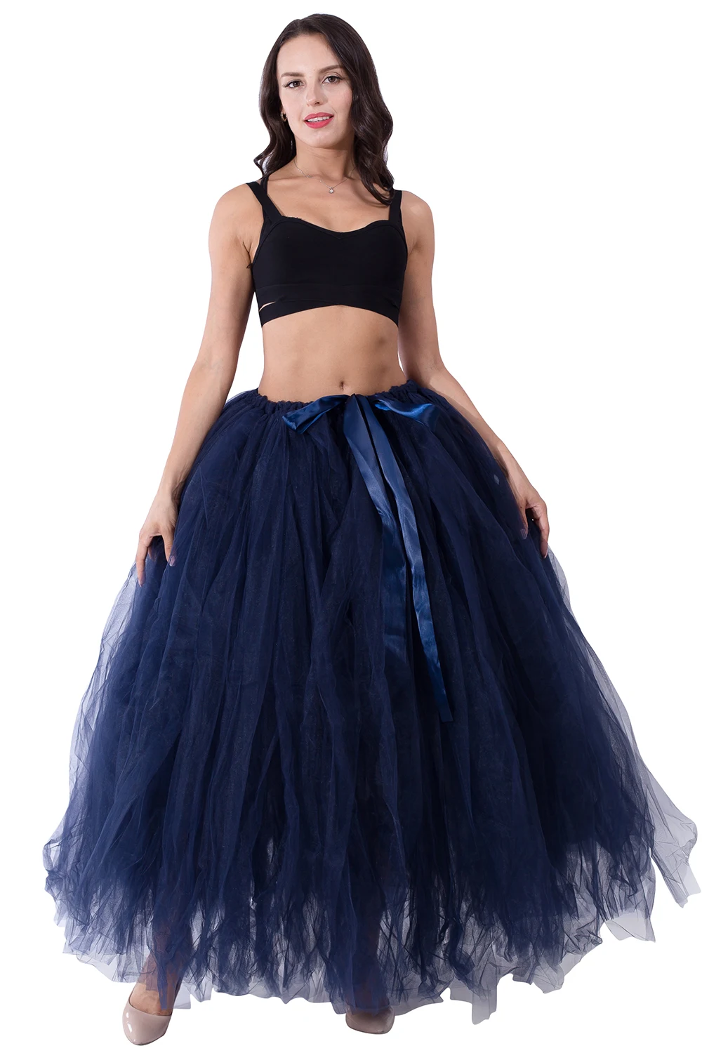 100 см 3 слоя миди Тюлевая юбка-пачка женские высококачественные пушистые Бальные платья женские юбки вечерние платья
