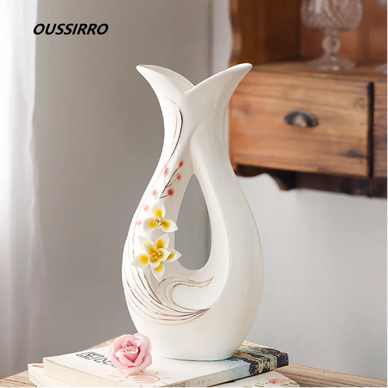 OUSSIRRO, европейская керамическая ваза, домашний декор, дизайнерская фарфоровая декоративная ваза для цветов, для свадебного украшения