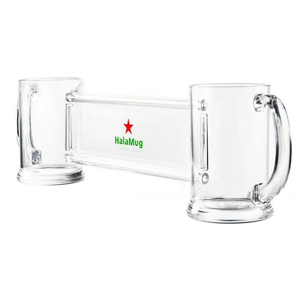 New Conjoined Beer Cup 2-in-1 Transparent Double Person Wine Glass Making Friends Cup HalaMug For Bar Party Game Funny Gift