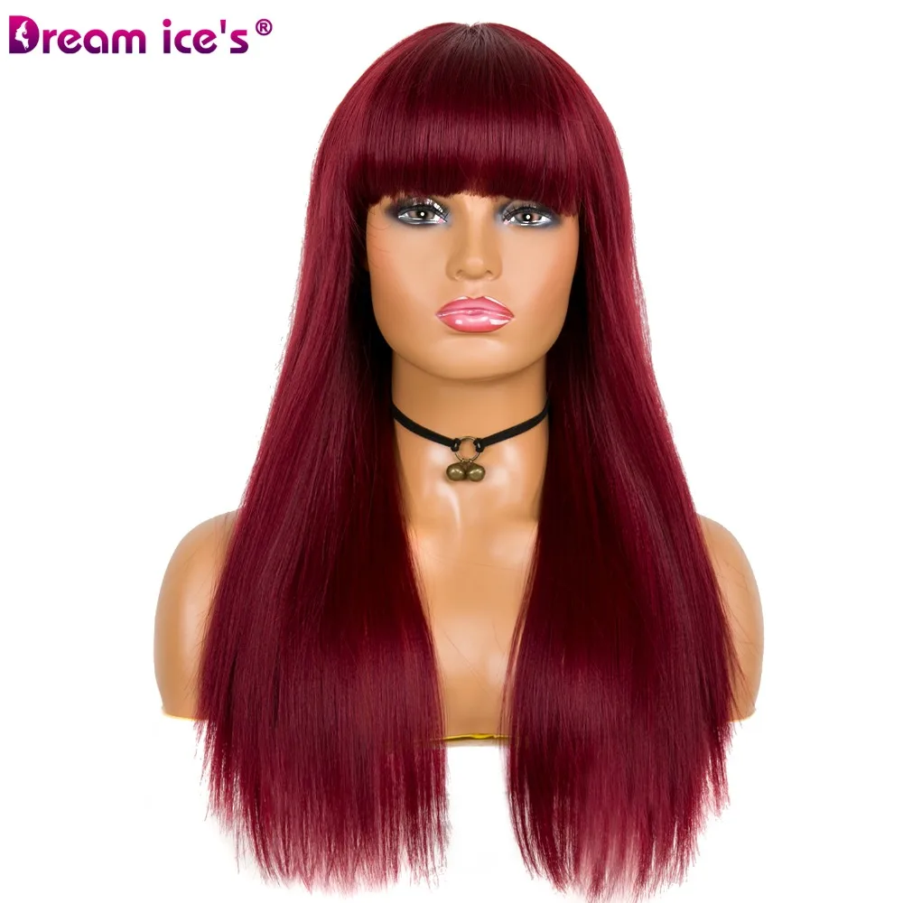 Synthetic black red white 17 inch long hair cosplay wigs for party events Dream ice’s