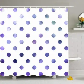 

Shower Curtain Set with Hooks 72x72 Leaf Purple Circle Holographic Metallic Blue Scrapbook Paper White Polka Dot Textures Dots