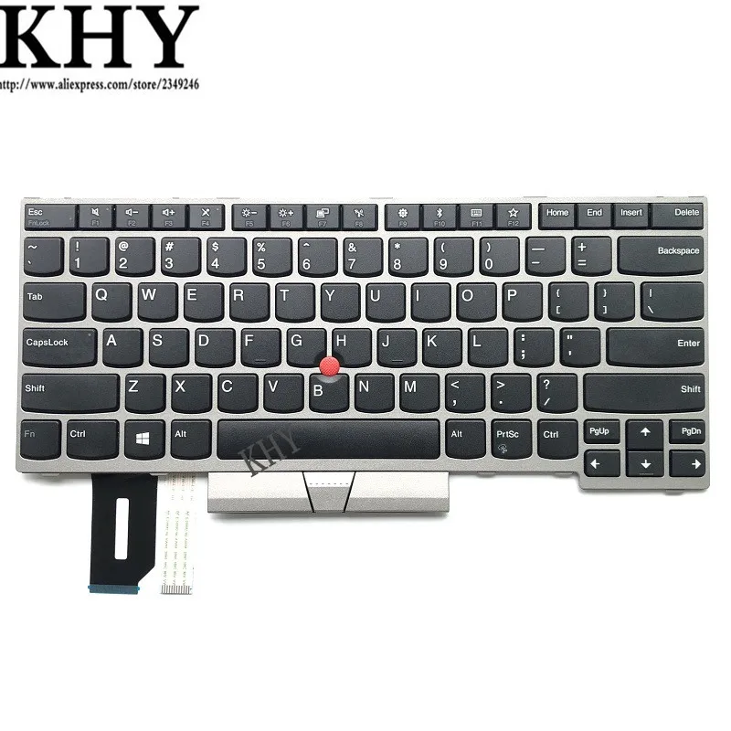 Серебристый английская(США) клавиатура для Thinkpad E480 E490 T480S L480 L380 Йога T490 T495 L390 Йога L490 P43s 01YN300 01YN380 - Цвет: NEW