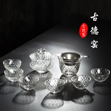 

2017 Thickened transparent glass tea set home exquisite cups crystal bowl Kung Fu tea set