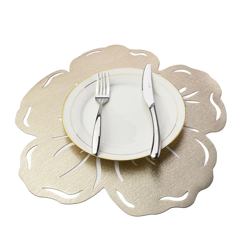 

Heat Insulation Mat Hollow PVC Dining Table Tableware Placemat Flower Shape Western Table Mat
