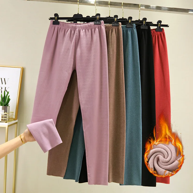 Thick Leggings Women New Velvet Skinny Long Johns High-Waisted Trousers with Velvet Double-Sided Plush Warm-Keeping Pants