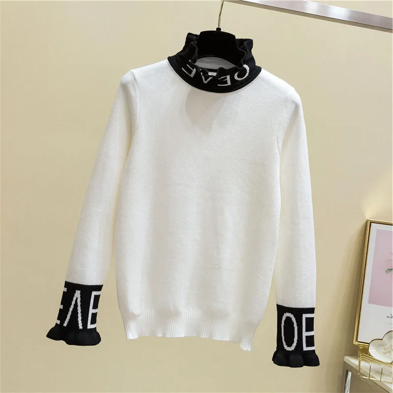 

Women Turtleneck Sweater Autumn Winter 2019 High Quality Solid Elastic full Sleeve Wool Female Plus Size Sweaters Pullovers tops